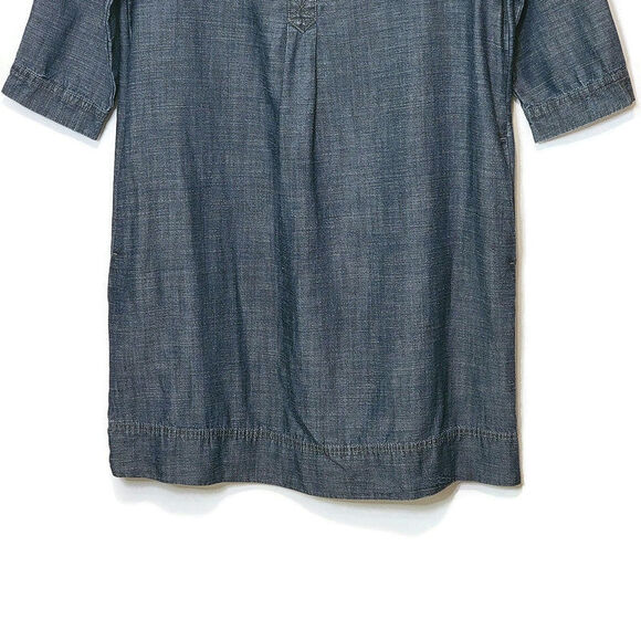 J Jill Linen Blend Chambray Blue Scoop Neck Midi Dress Relaxed Fit Casual Size S - Picture 5 of 12